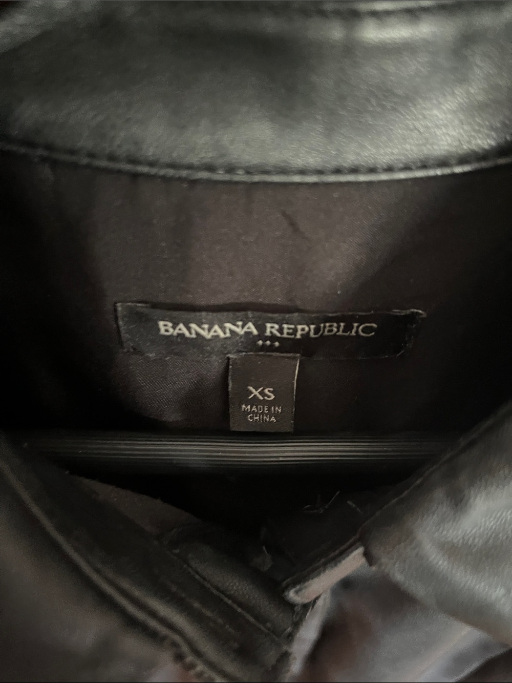 Banana Republic Black Short-Sleeve Faux Leather Button-Front Shirt Dress - Picture 3 of 9